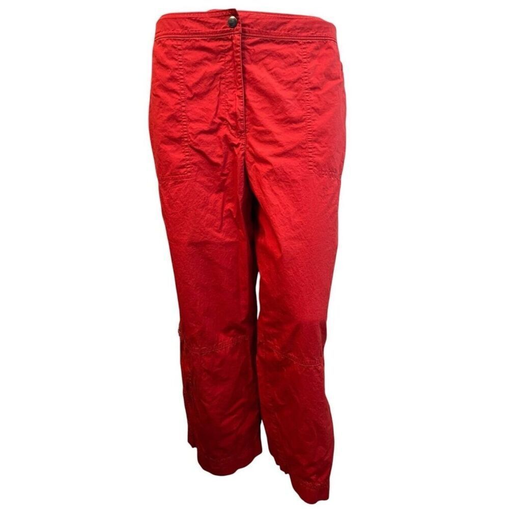 Chico's Size 2 XL 12 Lightweight Red Cropped Cargo Pants Travel Casual